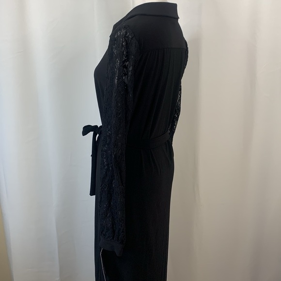 Tommy Hilfiger Black Button Down Long Lace Sleeve Midi Dress- NWT- Size 4 - Picture 6 of 12
